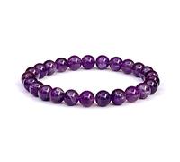 PIEDRAS NATURALES® - Bracciale AMATISTA - Perline a sfera 8 mm - Bracciali energetici per uomo e donna - Amuleto buona fortuna - Contro il malocchio
