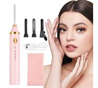 Piegaciglia Elettrico Riscaldato con 1 Borsa, 3 in 1 Piegaciglia Elettricamente con 3 Testine Ciglia e Temperature, Arricciatore per Ciglia Riscaldata Rapida, Piegare per Ciglia Ricaricabile (Rosa)