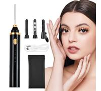 Piegaciglia Elettrico Riscaldato con 1 Borsa, 3 in 1 Piegaciglia Elettricamente con 3 Testine Ciglia e Temperature, Arricciatore per Ciglia Riscaldata Rapida, Piegare per Ciglia Ricaricabile (Nero)