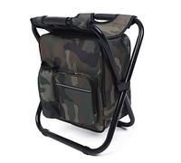 Piegatura da 3 in 1 zaino sgabello da campeggio con borsa da picnic isolata più fresca, sacca da tavolo da sedile camuffato per escursioni per campeggio per la spiaggia da viaggio per la pesca