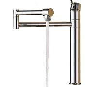 Pieghevole 360° spruzzatore a Doppia modalità, Miscelatore Caldo e Freddo Maniglia Singola in Ottone, Rubinetto per lavello da Cucina con Doppio snodo Girevole Estensibile, Nero(Cromato)