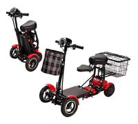 Pieghevole a quattro ruote doppio motore mini 2 posti 10 pollici pieghevole mobilità scooter 36V 10.4AH 25KM-Red