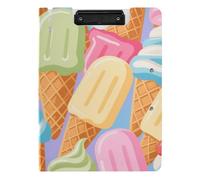 Pieghevole Appunti Colorato Del Fumetto Gelato Estate A4 Appunti Clipfolio Doppia Clip Portapenne Scuola Clip Board con Coperchio