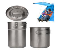 Pieghevole Camping Cup Pot | Backpacking Meal Prep Portable Kitchen Equipment With Folding Handle | Camp Pot Set - 2 x Stainless Steel Camp Cooking Pot per tè, caffè, cibo, acqua