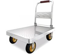 Pieghevole Carrello Con Piattaforma,Per Carichi Pesanti Carrello In Acciaio Carrelli Manuali Pesanti Della Piattaforma Industriale Con Ruote Rotanti A 360°,magazzino Garage(Size:73x48cm)