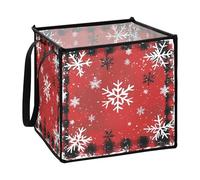 Pieghevole Feltro durevole tessuto cubo cestini di stoccaggio bidoni per biancheria da letto Decore Buffalo Plaid fiocchi di neve Natale_4 L
