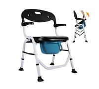 Pieghevole Sedia Comoda WC per Anziani,Sedia Doccia Disabili,Multifunzione Sedia a Rotelle Doccia Pieghevole con Braccioli,Sedia con WC Piedini Antiscivolo per Disabili e Anziani(B)