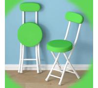 Pieghevole Stool with Backrest, Padded Kitchen Chair, Round Bar Stool with Footrest, Breakfast Chair for Dining Room, Living Room (Green Color) - Portable & Space Saving Design