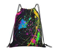 Pieghevole Zaino Pieghevole Neon Splatter Ink Portatile Borsa da Viaggio 36x42cm per Viaggi Brevi,Spiaggia,Allenamento