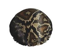 Piel de serpiente Azurite Teal And Foil Gold Oil Marble Pattern Gorros de ducha impresos para mujeres Gorros de baño elásticos reutilizables Doble impermeable Gorro de ducha de baño
