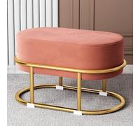 Pieno moderno Resto per soggiorno - Sgabello di vanità ottomana in velluto, con gambe in metallo oro - sgabello per trucco per riposo piccolo per il trucco e decorazioni per il soggiorno (colore: D)