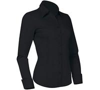 Pier 17 Camicia da donna con bottoni, aderente, a maniche lunghe, su misura, da lavoro, ufficio, Nero, Medium
