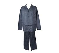 PIER MORI'S Elegante Pigiama per Uomo Taglio Classico Abbottonato Davanti in Puro Cotone makò Peso Primaverile Art. E720 (IT, Testo, L, Regular, Regular, Blu Lago)