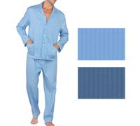 PIER MORI'S PIGIAMA CLASSICO UOMO LUNGO APERTO BLU AZZURRO COTONE