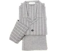 PIER MORI'S Pigiama da Uomo Classico con Collo a Camicia in Pura Flanella Calda di Cotone Art. E020005 (S, Grigio)