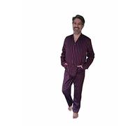 PIER MORI'S Pigiama Uomo Lungo Aperto Elegante con Collo E Pantalone Aperto Cotone Makò Bip Bip E02661 (Bordeaux, 56 IT Uomo)