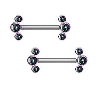 Pierced Owl 14G G23 Implant Grade Titanium Threadless Push-in Triple Bezel Set CZ Crystal End capezzolo Barbells, venduti in coppia
