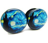 Pierced Republic A Starry Night - Tappi per orecchie in acrilico a vite, 14 misure