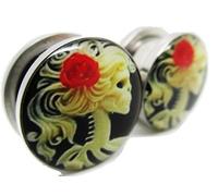 Pierced Republic - Tappi per le orecchie da ragazza con scheletro in acciaio inox, 7 misure, coppia