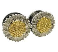 Pierced Republic - Tappi per orecchie a forma di girasole, in acciaio inossidabile, 6 misure