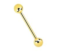 Piercing a barretta, placcato oro da 1,6 mm con due sfere, 14 Gauge, Acciaio inossidabile