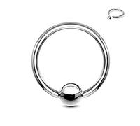 Piercing ad anello da 2,0-10,0 mm, in acciaio chirurgico 316L - Piercing BCR - Dimensioni a scelta - Ball Closure Ring, Dicke: 6,0 mm | Innendurchmesser: 14 mm, Lega di acciaio