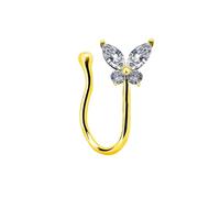 Piercing Al Naso Finto1 Pezzi 14G Rame Non Forato Clip Piercing Gioielleria Farfalla con zirconi cubici, Stile 10-Oro, 1.6mm