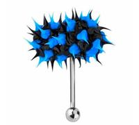 Piercing Alla Lingua In Acciaio Inossidabile Blu - Gioielli Per Ponte | Anelli Per Capezzoli Con Bilanciere Dritto 1,6 X 18 Con Da 5 Mm | Barra Penetrante In Acciaio Chirurgico 316L Per Gi