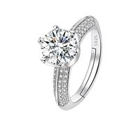 Piercing Anelli Gioielli Gold Plated Round Cut Engagement Promise Anelli Anniversary Wedding Bands(Silver One Size) Scatole Trucs Gioielli, A, Metallo, Nessuna pietra preziosa