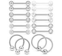 Piercing Barretta 8PAIA Lingua 14G Capezzoli Acciaio Chirurgico Argento Gioielli per Piercing