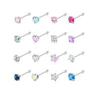 Piercing Cerchio Acciaio Chirurgico1 Pezzi Anello da naso per uomo e donna, per setto trago, conch, per labbra Quadrato/Rotondo/Stella/Cuore con zirconi cubici