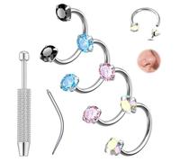 Piercing da naso a ferro di cavallo da donna, （6mm 8 mm 10mm） piercing naso, nostril, set di gioielli dorati e argento, doppi anelli a ferro di cavallo, acciaio chirurgico per elice, trago, labret