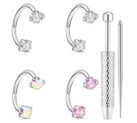 Piercing da naso da donna, in acciaio , resistente all'usura, set di gioielli in argento per piercing nasale a cerchio, per viaggio quotidiano incontri balli eventi e occasioni, Consulte la