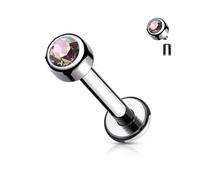 Piercing Labret Monroe Titanio - Cristallo A Sfaccettature - Tondo - Diff Colori