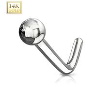 Piercing Nasale In Oro Bianco 14 Carati Con Palla E Asta A L