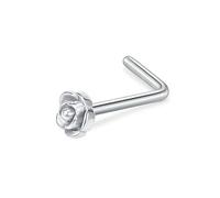Piercing Naso Acciaio Chirurgico Cerchio1 Pezzi Piercing Naso Orecchini Helix Trago Orecchio Cartilagine Barra dritta/a forma di L con fiore di rosa