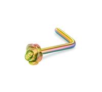 Piercing Naso Cerchio1 Pezzi 20G Acciaio Inossidabile Piercing Naso Orecchini Helix Trago Orecchio Cartilagine Fiore di rosa a forma di L, Multicolore, 0.8x6mm