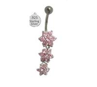 Piercing Ombelico Corpo 925 Argento Sterling Bianco Rosa Nero Swarovski Pietra