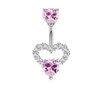 PIERCING OMBELICO IN ACCIAIO CON DOPPIO ZIRCONE INCASTONATO CUORE
