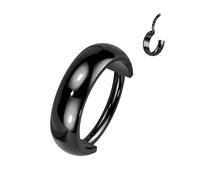 Piercing Orecchio Anello Segmento Titanio Nero Grande Dome