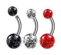 Piercing per il corpo in acciaio chirurgico gioielli ombelico 14g 1.6mm 5mm e 8mm Glitter Ball Orecchini Piercing Gioielli Pick Colore, Acciaio inossidabile, Senza pietre preziose