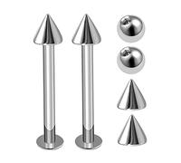 Piercing per labbro, in acciaio chirurgico, 14 g, per labbro, cartilagine, trago, monroe, 4 mm, 2 pezzi, Acciaio inossidabile, Non pietra preziosa