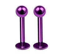 Piercing per labbro in titanio G23 anodizzato, calibro 16, 2 pezzi, monroe, trago, labbro, medusa, sfera da 3 mm, più scelte, 16g 8mm, Titanio, Non pietra preziosa