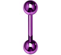 Piercing per Lingua, in Titanio Massiccio anodizzato, Grado 23, Colore: Viola e Titanio, Colore: Viola, cod. BAT-MP-R003PU-16MM