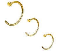 Piercing per naso in oro 18 g, 20 g, 6 mm/8 mm/10 mm, oro 3 pezzi, finto naso, piercing da donna, in acciaio chirurgico, finto naso, setto nasale, piercing per cartilagine, sottile, piccolo elice