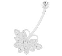 Piercing per Ombelico a Forma di Farfalla, con Zirconia cubica, Trasparente, Flessibile, per Gravidanza e Bioflexible, Colore: Trasparente, cod. SPB-MP-D135CL