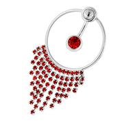 Piercing per ombelico in acciaio chirurgico 316L, con catena con cristalli multipli