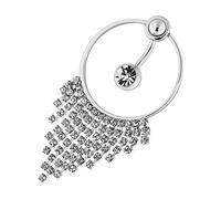 Piercing per ombelico in acciaio chirurgico 316L, con catena in cristallo trasparente