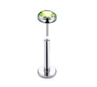 Piercing Septum Titanio, 1 Pezzi 20G Anello da naso per uomo e donna, per setto trago, conch, per labbra con zirconi cubici rotondi verdi, Verde argento, 0.8x8mm