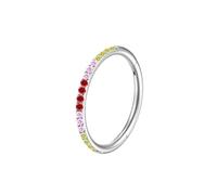 Piercing Septum Titanio1 Pezzi 16G Anello da naso per donna, setto trago, conch, labbra Orecchini a cerchio con zirconi cubici gialli, rosa e rossi., Argento-Giallo Rosa Rosso, 1.2x10mm